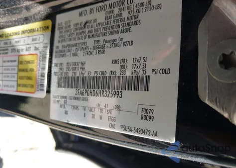2017 Ford Fusion Se z USA, uszkodzony, nr VIN 3FA6P0HD6HR325993